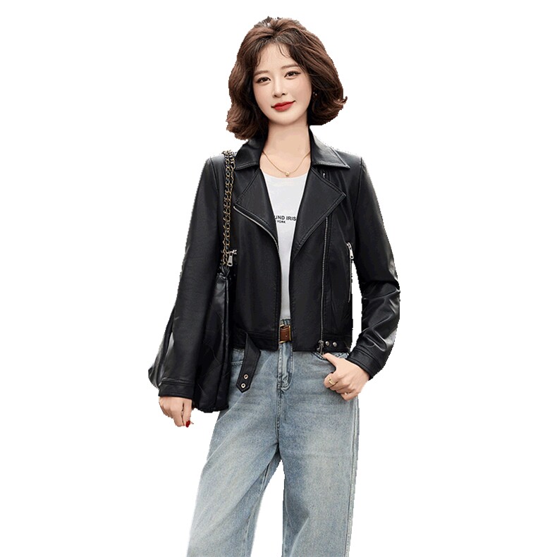 现货BAO款主推气质洋气机车服2025年春季时尚潮流,女装皮衣,江南女神