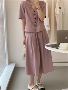 韩系简约套装,女装职业装,土布鱼