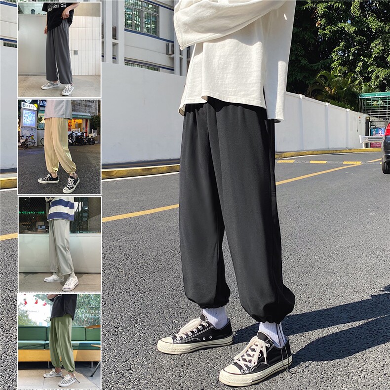 港风垂感冰丝休闲裤男宽松速干九分裤男2023-特批20,男装休闲裤,星座718-1