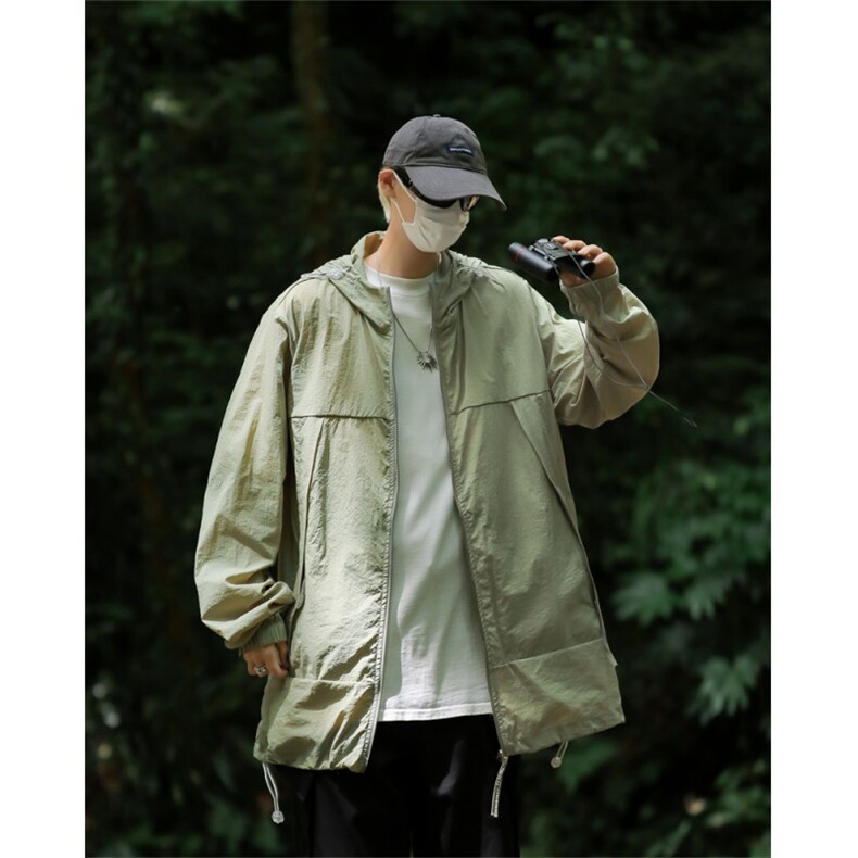 冰丝防晒衣男夏季薄款户外运动连帽冲锋外套防紫外线防晒服,男装防晒衣,星座410-7