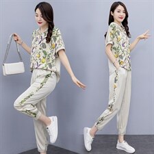 2023新款时尚醋酸印花拼接连帽气质套装2023年夏季，女装套装/套裙，奕薇雅