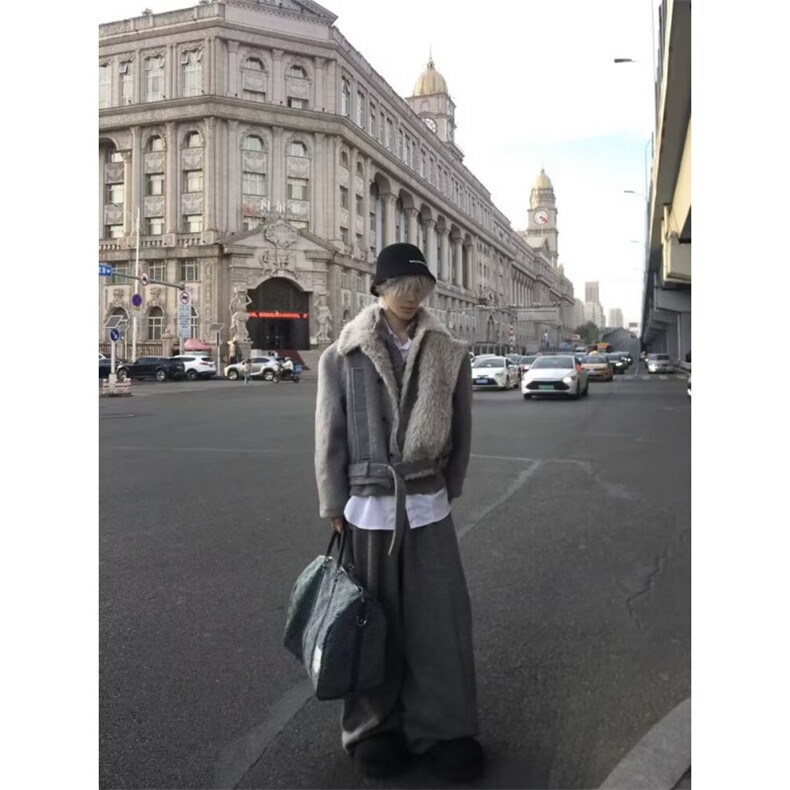 网图老钱风毛呢座山雕棉服外套W1906/特P118,男装棉衣,电商B350