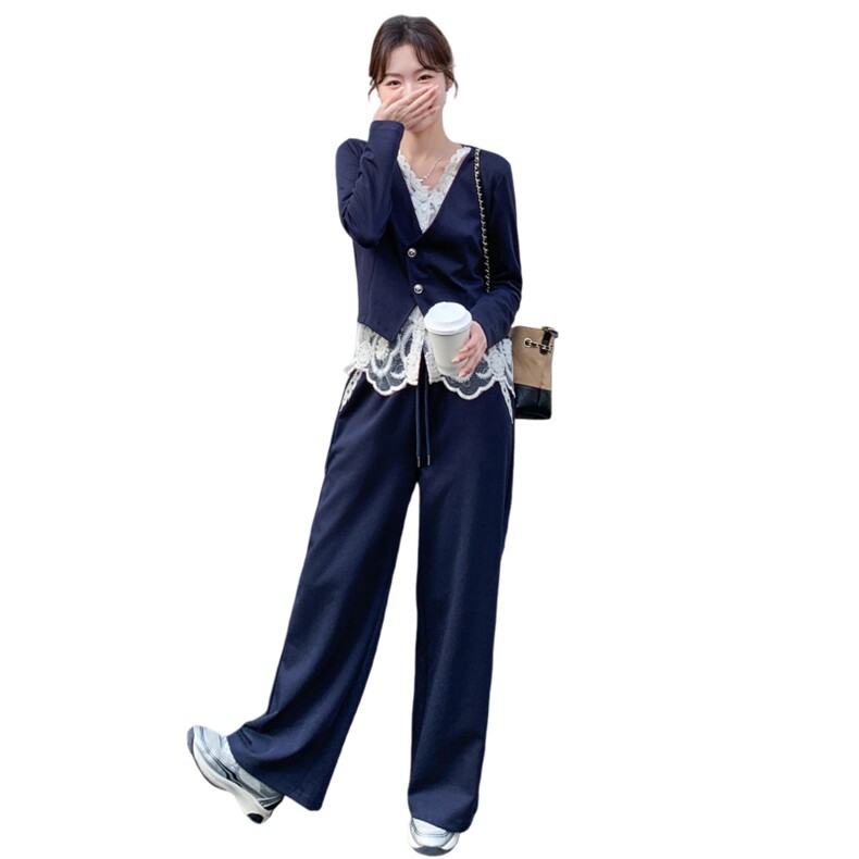 新品蕾丝假两件拼接卫衣+裤子套装2C236-9017-P185-K298,女装套装/套裙,2C236