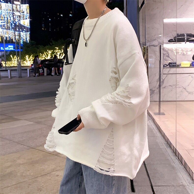 2022复古破洞毛衣男秋季潮牌宽松休闲情侣小众针织衫M614-P36,男装针织衫/毛衣,星座512-2