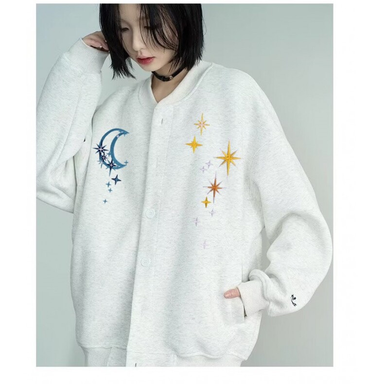 W10468-P73网图现货高质量刺绣400g华棉棒球服卫衣外套夹克,男装夹克,星座1608