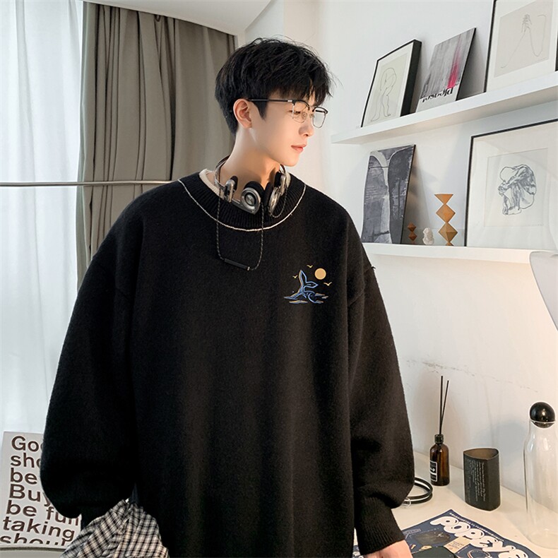 假两件毛衣男大码加绒针织衫男毛线衣M80364-P55 加绒P70图片