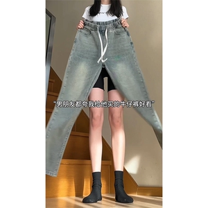 美式复古微喇修身直筒牛仔裤 A441特P45图片