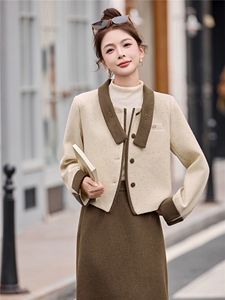 小香加棉加厚套装女2025秋冬新款超好看气质MY高端外套半裙两件套图片