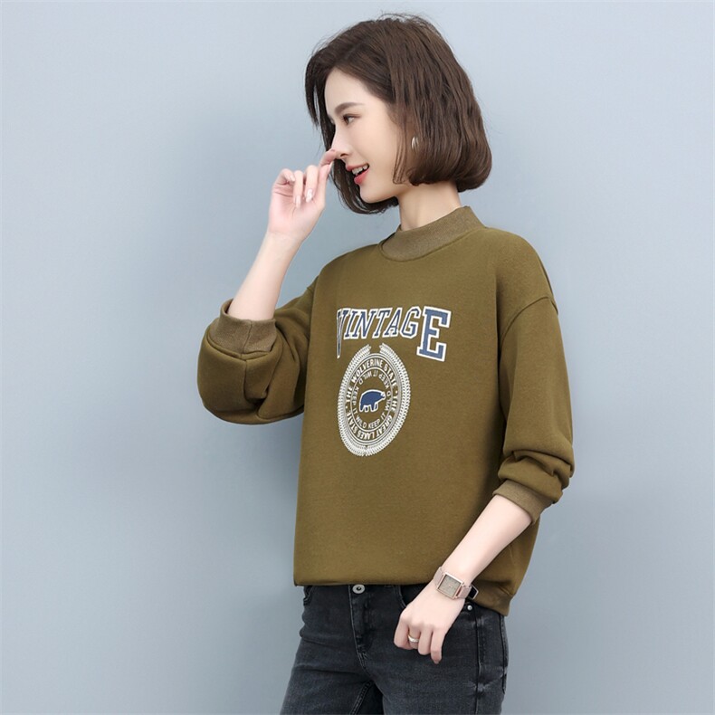 2022年秋季新款套头圆领卫衣女长袖韩版宽松显瘦上衣服女打底衫棉,女装卫衣/绒衫,简韵佳