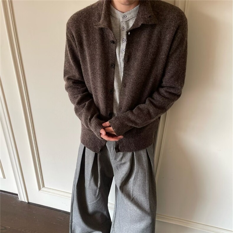 简约气质纯色基础款正肩百搭长袖针织衫开衫外套毛衣外MY53图片