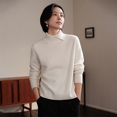 2025百搭秋冬时尚知识分子高领翻领长袖，女装羊绒衫，肤容雪羊绒