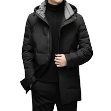 21冬季新款羽绒服男中长款潮流休闲厚款男士纯色外套ZG2935-P300图片