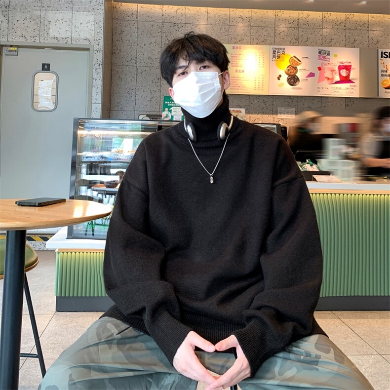 MG8507-JH-MKP35升级重磅两翻领加厚毛衣慵懒风男针织衫高领线衫，男装针织衫/毛衣，星座614