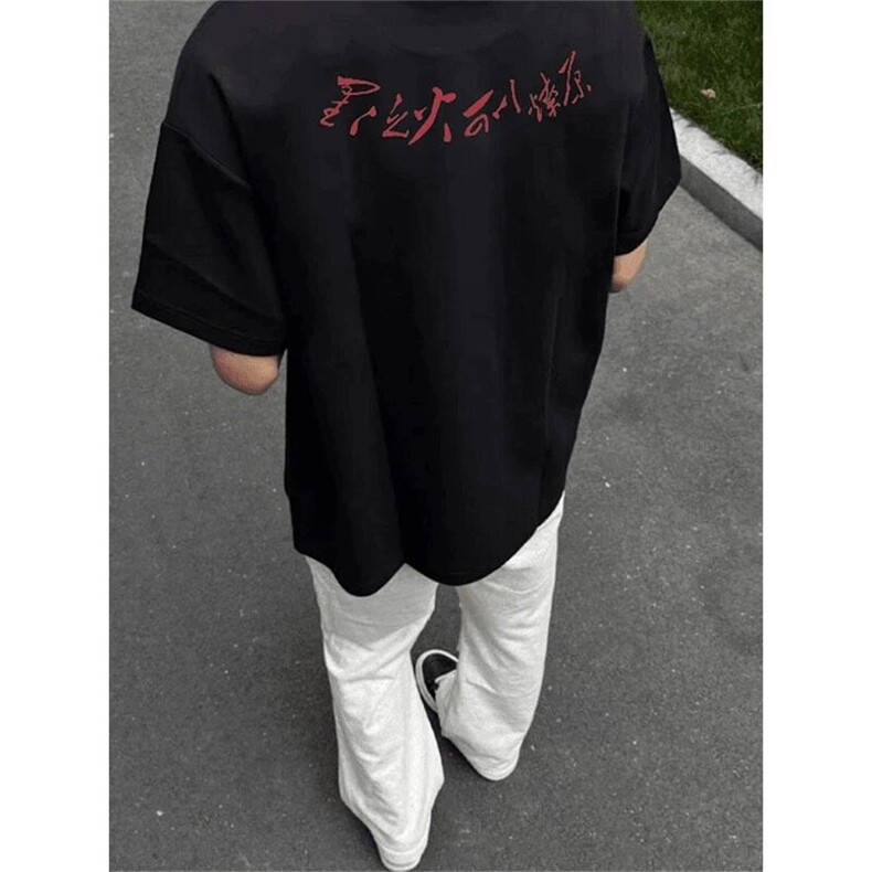 网图星星之火可以燎原文字印花圆领短袖T恤2763-P35有大码,男装T恤,电商C310-1