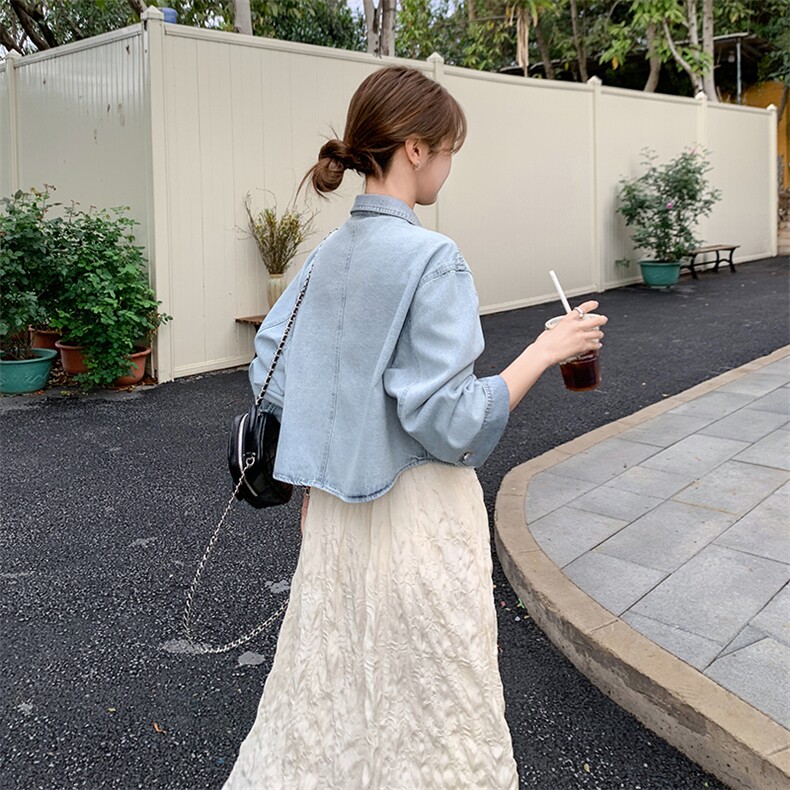 春秋季牛仔短外套吊带裙时尚两件套女,女装套装/套裙,秋水欣儿