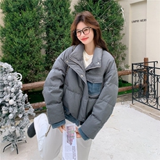 短款灰色羽绒服女2025冬季新款泡芙保暖巨好看面包服90白鸭绒外套，女装羽绒服，2C159