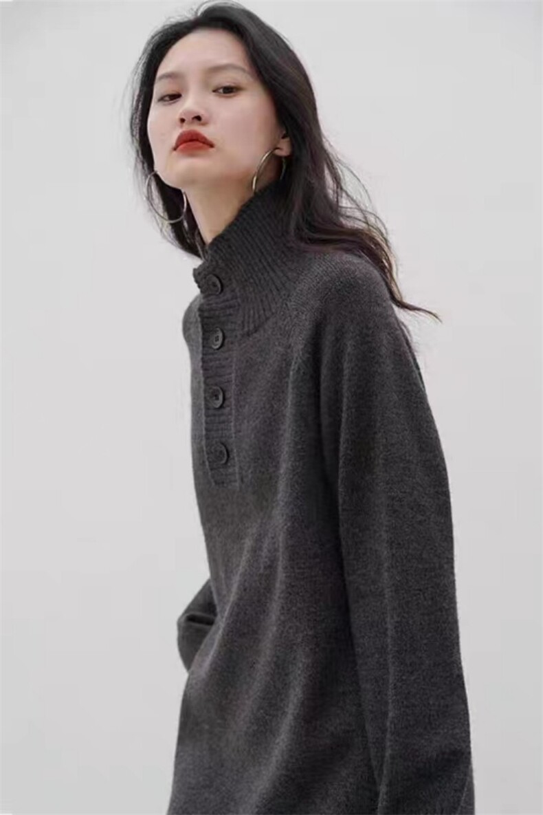 时尚高领羊毛连衣裙女秋冬新款显瘦气质长袖针织裙,女装羊毛衫,旭驰羊绒