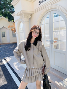 新款套装女秋新款外套百褶短裙两件2D045p180K268图片