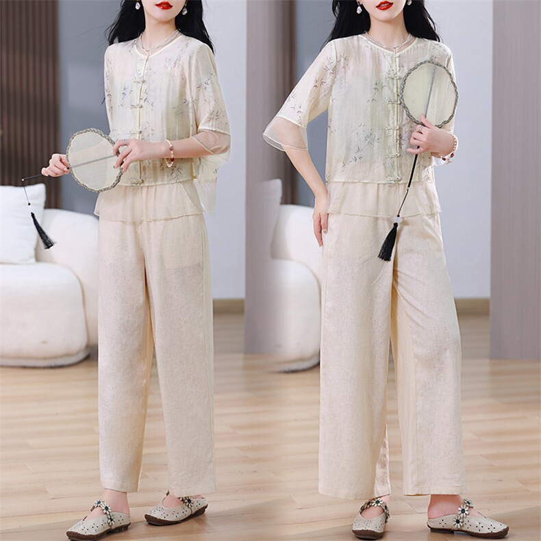 2024夏装新款时尚潮流简约气质优雅套装两件套，女装套装/套裙，阿丹