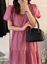 法式泡泡袖连衣裙夏季设计感众温柔高级感初恋裙子，女装连衣裙，香丽迪1