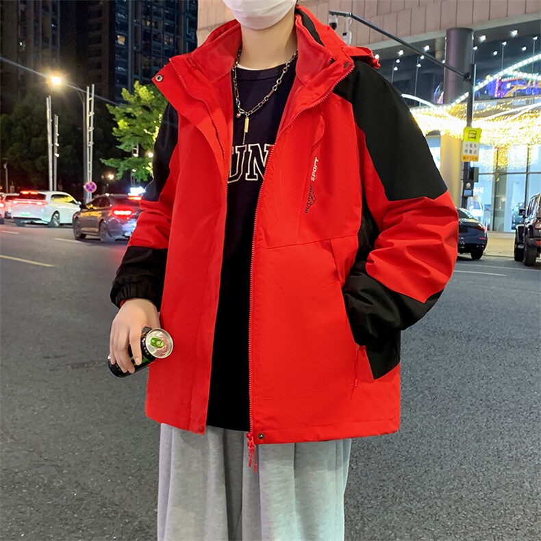 户外三合一拼接冲锋衣宽松百搭防风防水外套夹克男女款1818-P95,男装夹克,电商B306