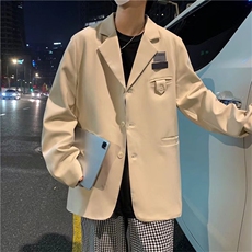 秋季红小西装男港风ins韩版宽松休闲西服炸街外套W1532-P53，男装西服，星座412-2