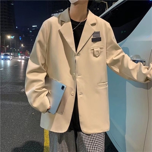 秋季红小西装男港风ins韩版宽松休闲西服炸街外套W1532-P53图片