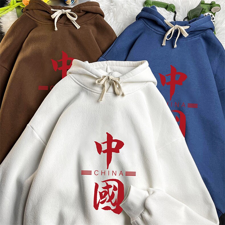 WY2198-P35加绒款-P40纯棉连帽卫衣男大码运动帽衫宽松薄,男装卫衣,电商A040
