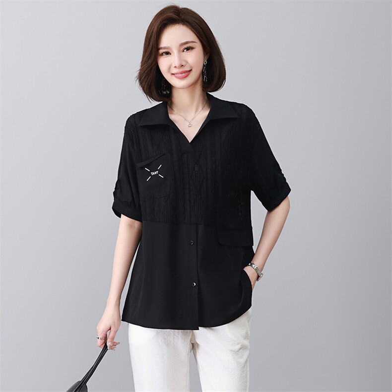 夏季衬衫女宽松2023年新款韩版上衣纯色显瘦休闲衬衣,女装衬衫,玛其路