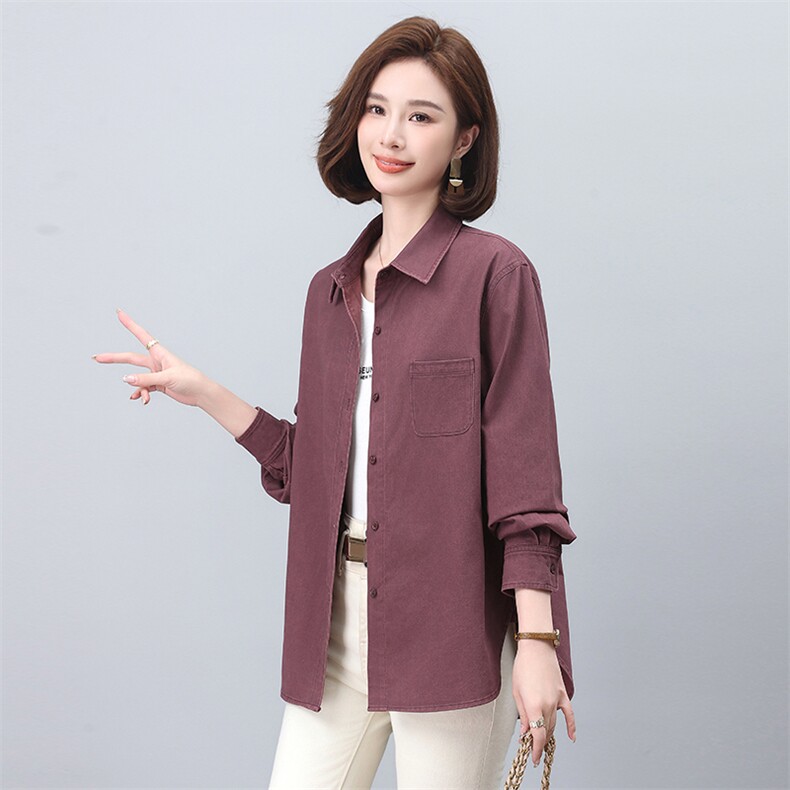 衬衫2024新款女早春休闲时尚洋气大码显瘦气质小个子妈妈纯棉上衣，女装衬衫，希欧阁