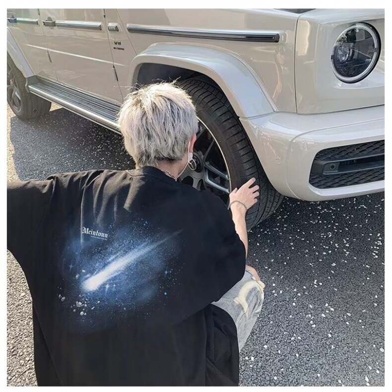 1506/Q30240/P24少年感长袖t恤男生潮牌简约休闲百搭白色打底衫图片