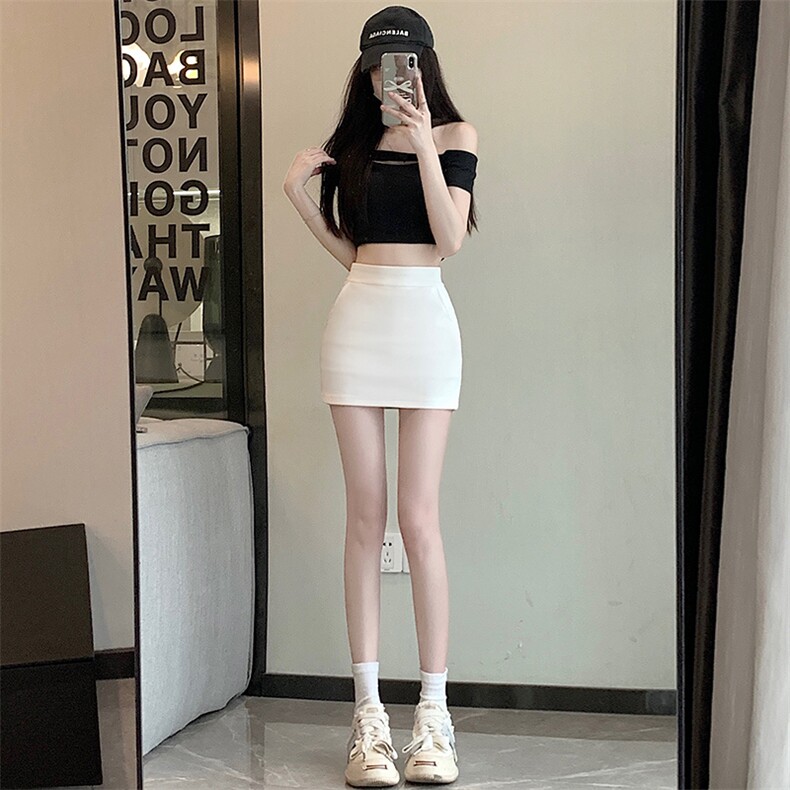 美式高腰半身裙女2024夏季设计显瘦包臀裙小个子a字辣妹短裙,女装半身裙,梦白服饰厂