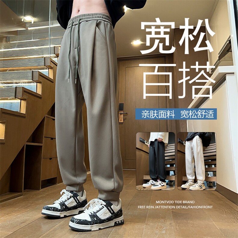 秋冬新款时尚简约百搭港风酒店高品质华棉束脚休闲卫裤特价P35,男装休闲裤,电商B388