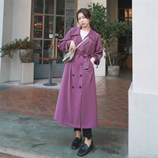 新款大货已出主推款风衣葡萄紫外套087，女装风衣，柒柒家