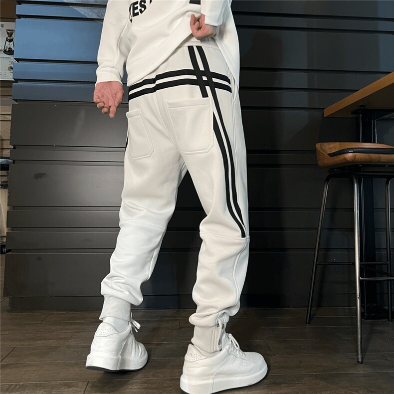潮流男士新款刺绣拼接束脚休闲裤百搭运动卫裤松紧腰修身哈伦裤,男装休闲裤,星座1210-1
