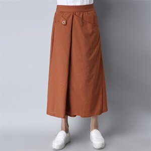 棉麻纯色半身裙2025年夏季文艺潮流简约时尚百搭,女装半身裙,风姿绰