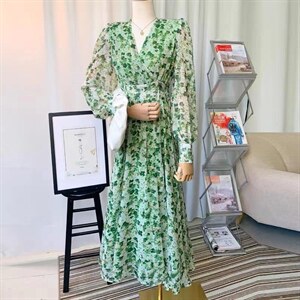 韩版碎花连衣裙,女装连衣裙,六月(4F)