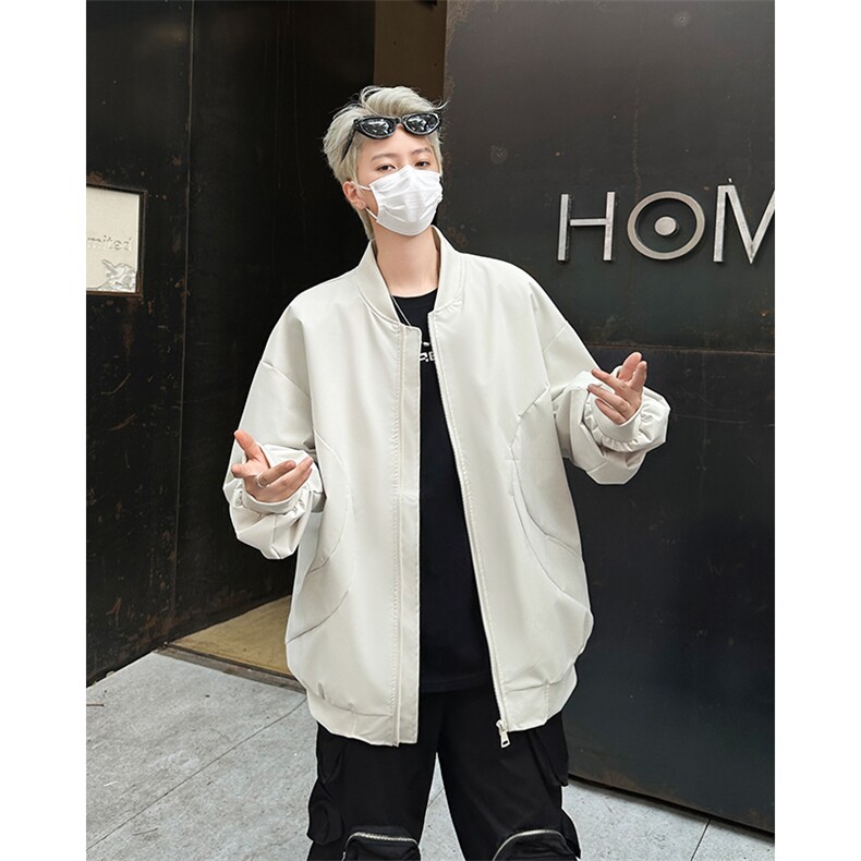 2024棒球服圆领拉链外套飞行员工装运动夹克纯色现货W8499-P50,男装夹克,星座512-4