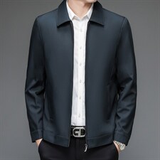夹克男春秋季2023年新款休闲纯色翻领爸爸装潮流中年男士上衣外套，男装夹克，电商B212（原钱塘6029）
