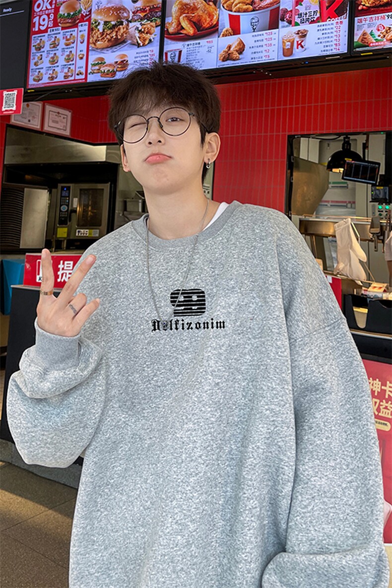 ！圆领卫衣男装港风长袖T恤男外套男WY188-P28,男装卫衣,电商B367