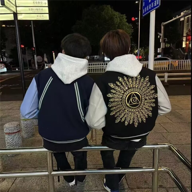 W10403-P73网图现货美式嘻哈黑八徽章印花棒球服复闲夹克外套,男装夹克,星座1608