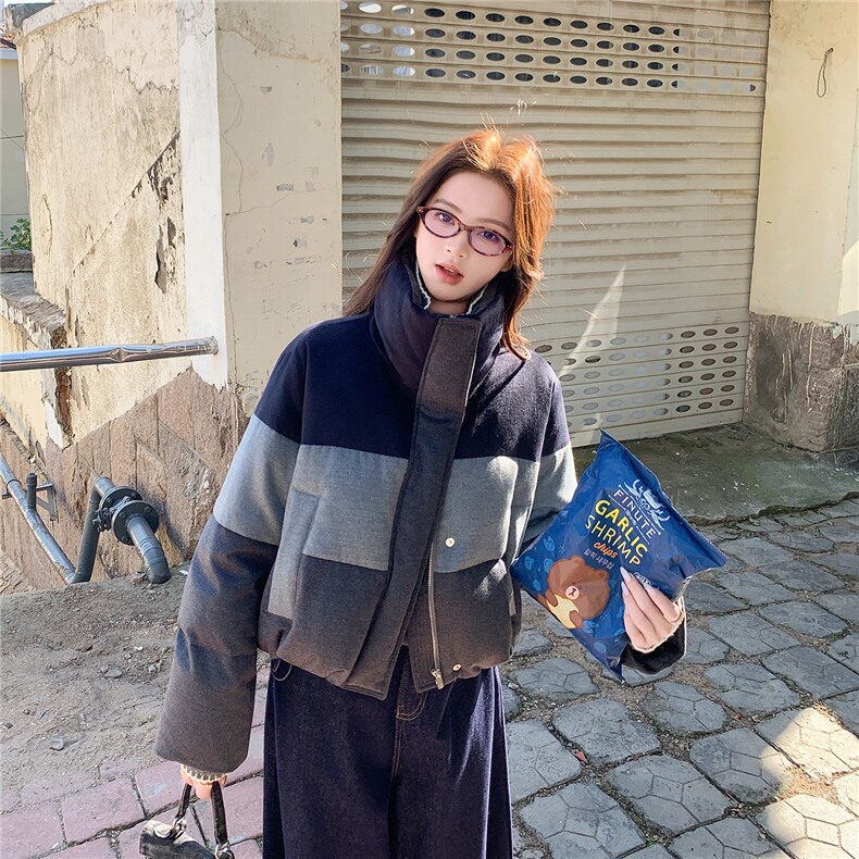 主推现货2025冬季三色拼接呢料90%羽绒服C022-9161-P285-428,女装羽绒服,2C022