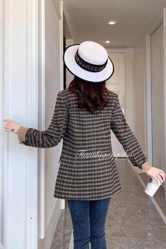早秋格子西装外套，女装西装，天使公主