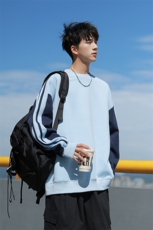 W6498-P40秋季新款300克美式vibe拉条圆领套头宽松卫衣，男装卫衣，星座109-1
