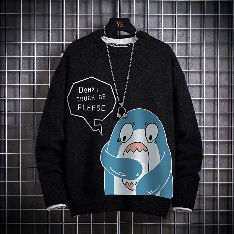 1日系圆领宽松中性情侣潮流大码M-5XL印花毛衣男7785P55加绒P70，男装针织衫/毛衣，星座226-2