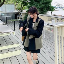 【现货】2022秋新款廓形拼接西服251-601-P125-K188，女装西装，浙宝189