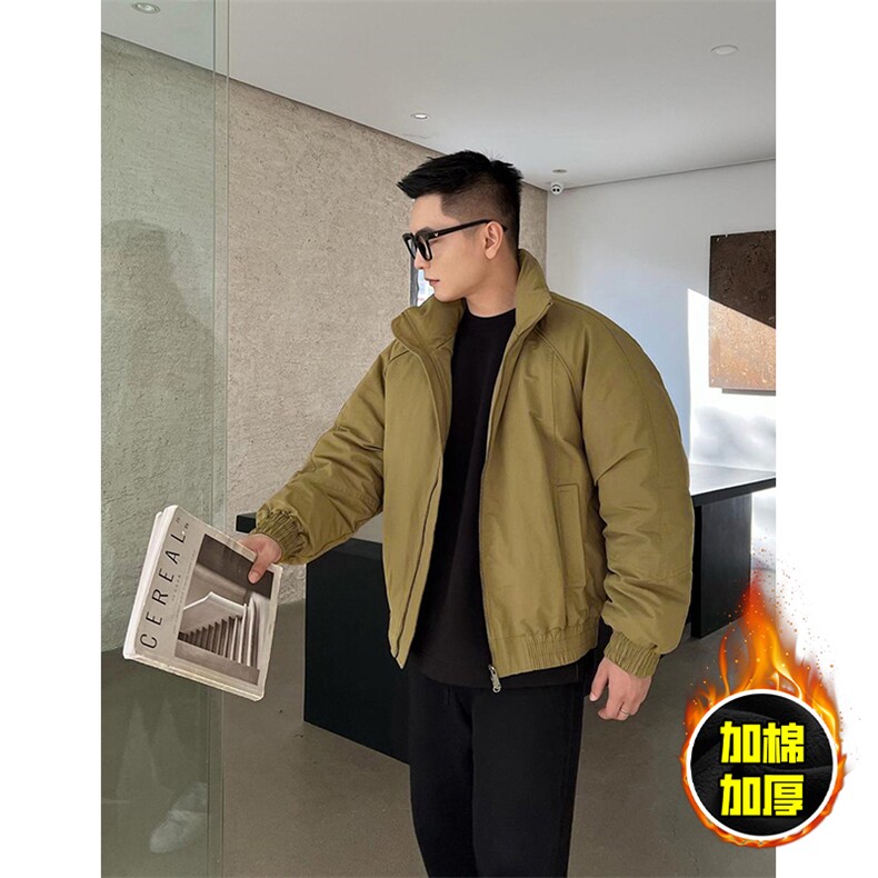 现货美式高街休闲棉衣夹克三防立领纯色户外工装加厚棉服外套,男装夹克,电商A486