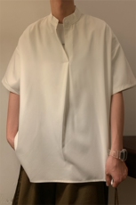 C2027/P35夏季男士立领衬衫男宽松大码短袖衬衣男装上衣，男装衬衫，电商A141
