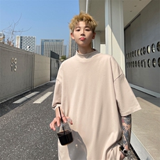 夏季新款基础纯色中领短袖T恤男潮时尚百搭落肩半袖体恤D135/P30，男装T恤，电商B209
