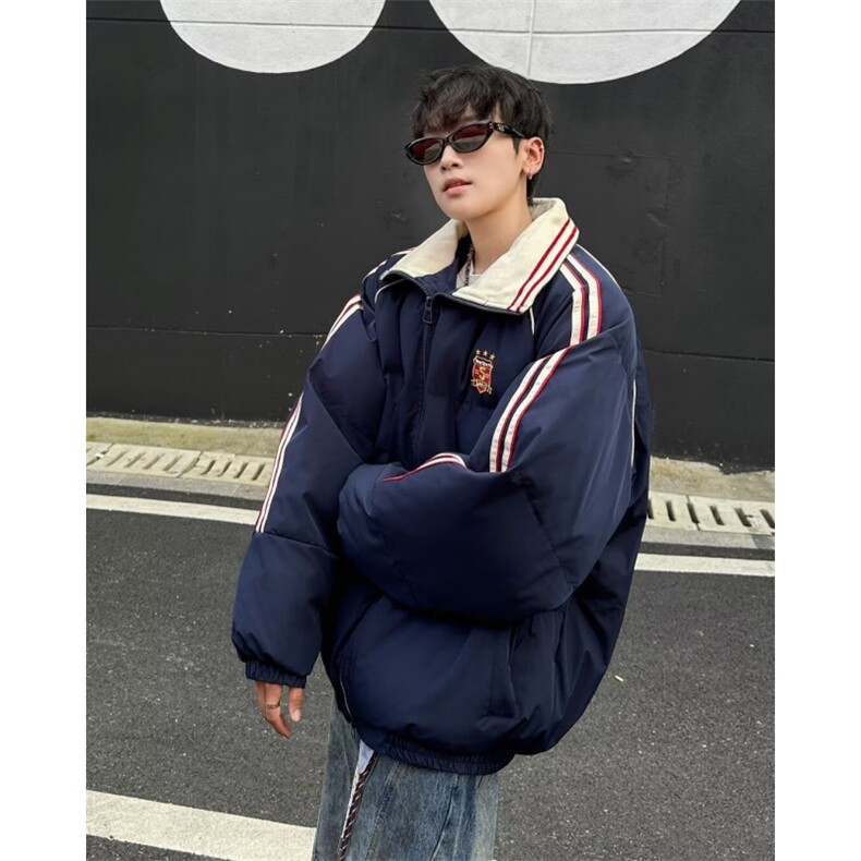 潮牌复古棉服男女秋冬季宽松拼色学院风休闲百搭外套LY4122-p103,男装棉衣,星座1008